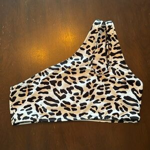 One Shoulder Cheetah Print Bikini Top